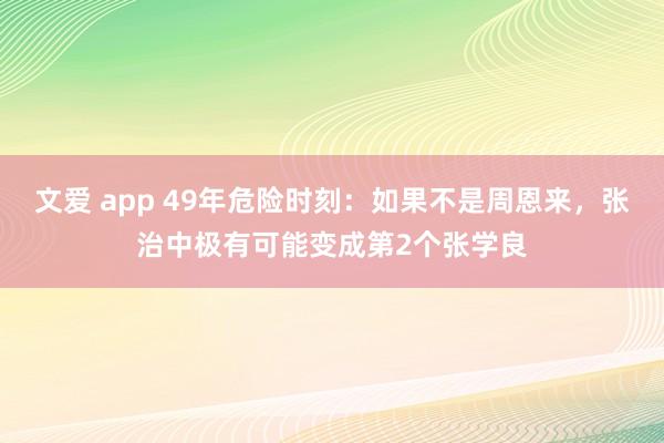 文爱 app 49年危险时刻：如果不是周恩来，张治中极有可能变成第2个张学良