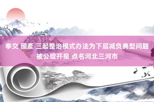 拳交 國產 三起整治模式办法为下层减负典型问题被公绽开报 点名河北三河市