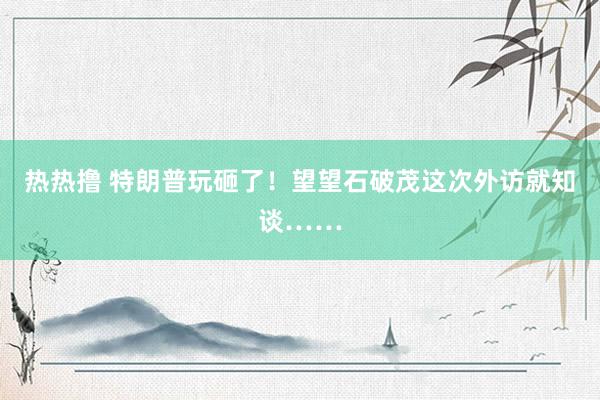 热热撸 特朗普玩砸了！望望石破茂这次外访就知谈……