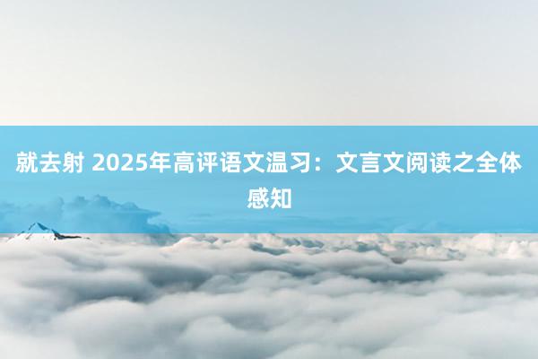 就去射 2025年高评语文温习：文言文阅读之全体感知