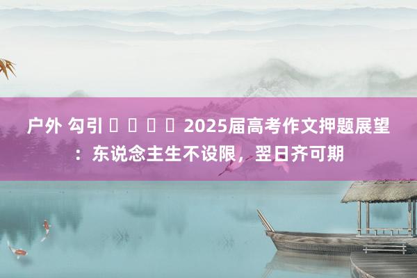 户外 勾引 ​​​​2025届高考作文押题展望：东说念主生不设限，翌日齐可期