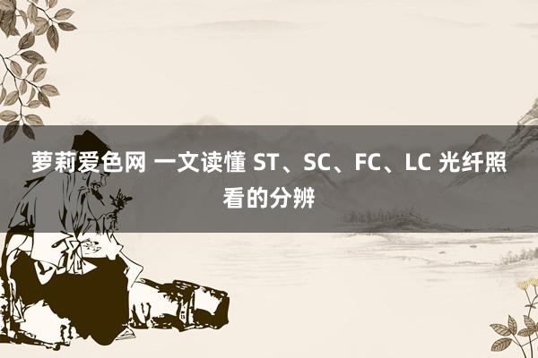 萝莉爱色网 一文读懂 ST、SC、FC、LC 光纤照看的分辨